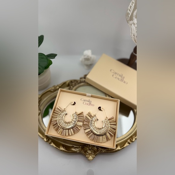 Camila Coelho Raffia Fan Statement Earrings - Picture 10 of 10